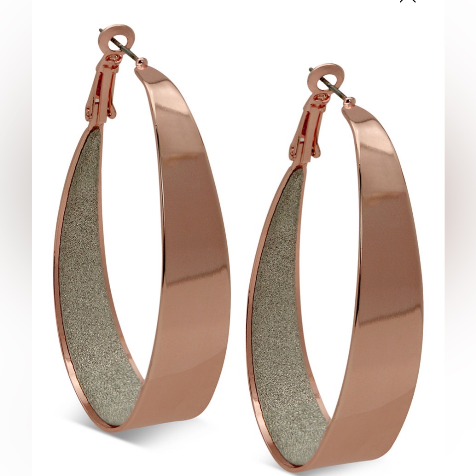Guess Rose Gold Inner Glitter Sparkle Hoop Earrings 25L 35$